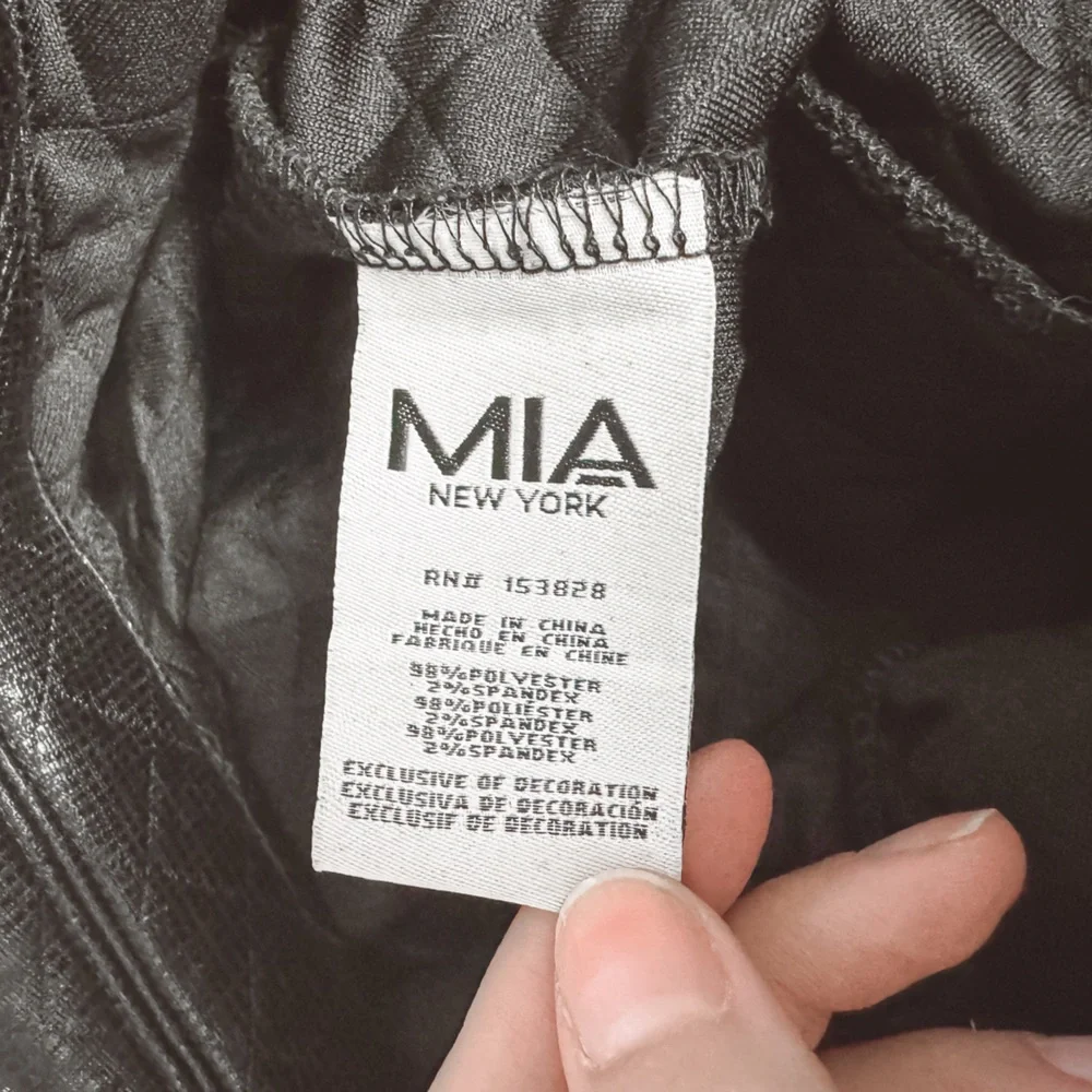 Girls Mia‎ New York Quilted Sleeveless Jumpsuit Faux Leather Shiny Black Large